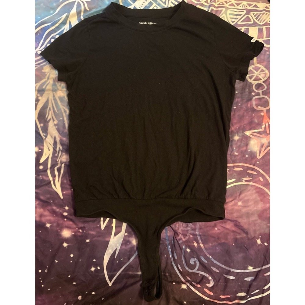 Calvin Klein Black‎ Short Sleeve Tucked in Bodysuit, Small